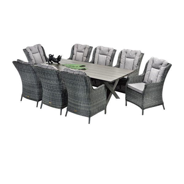 ALFRESO 9 PCE TABLE + CHAIRS SET